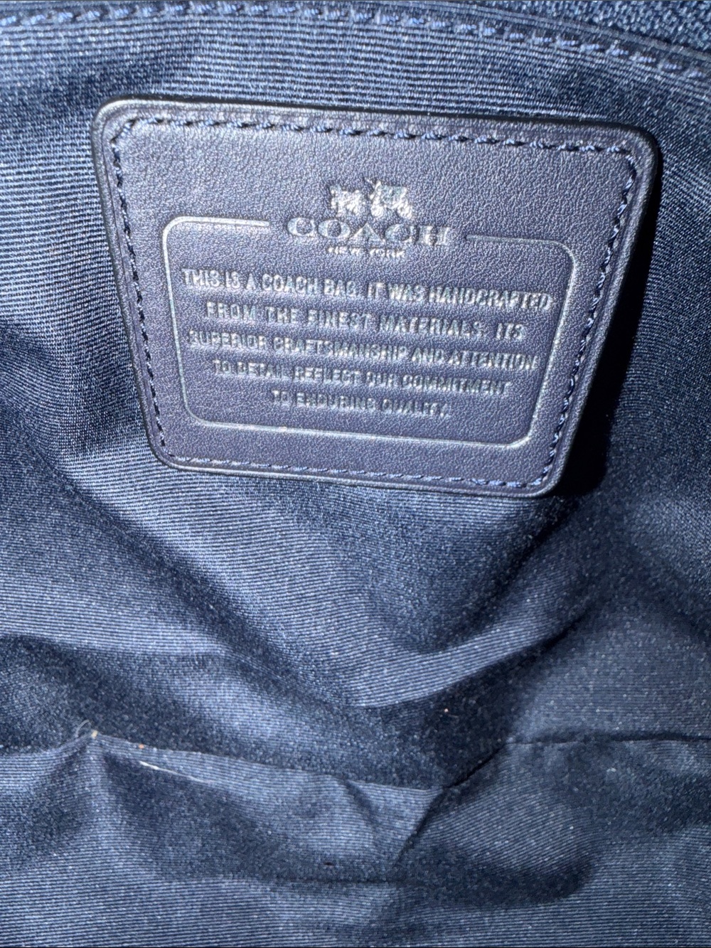 Coach Leather Dome Satchel Handbag - Navy with a hint of silver JS-117 - Picture 5 of 6